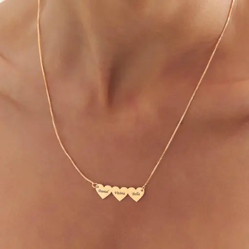 GARGANTILHA CORAÇÃO PERSONALIZADA COM 3 NOMES