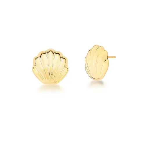 BRINCO DE CONCHA LISO E TEXTURIZADO BANHADO A OURO