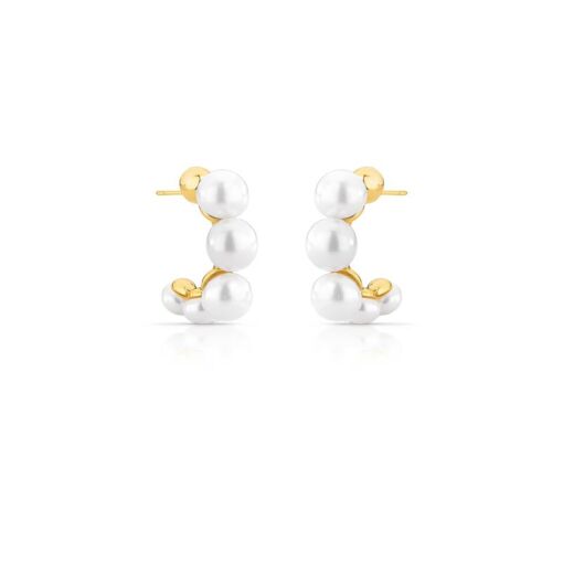 MEIA ARGOLA COM PÉROLAS SHELL INTERCALADAS