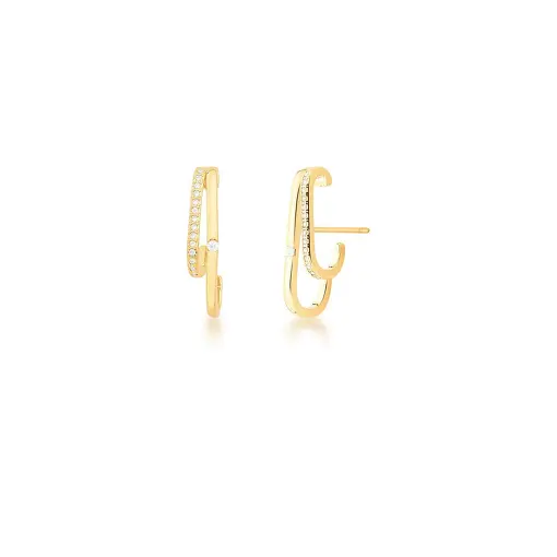 BRINCO EAR HOOK DUAS VOLTAS CRAVEJADO BANHADO A OURO