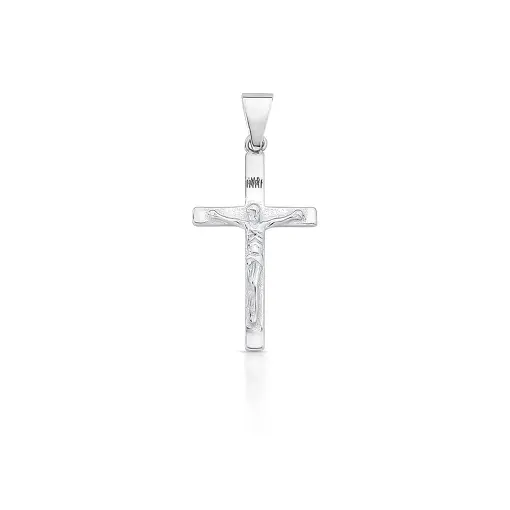 PINGENTE DE CRUZ COM IMAGEM DE JESUS PRATA RODINADA