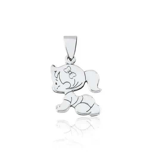 PINGENTE DE MENINA LISO EM PRATA ENVELHECIDA