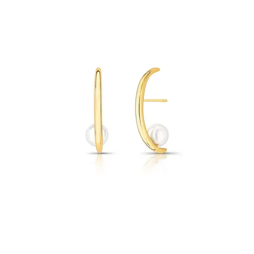 BRINCO EAR HOOK CURVO COM PÉROLA SHELL