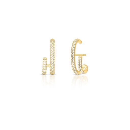 BRINCO EAR HOOK CURVO CRAVEJADO DE ZIRCÔNIAS