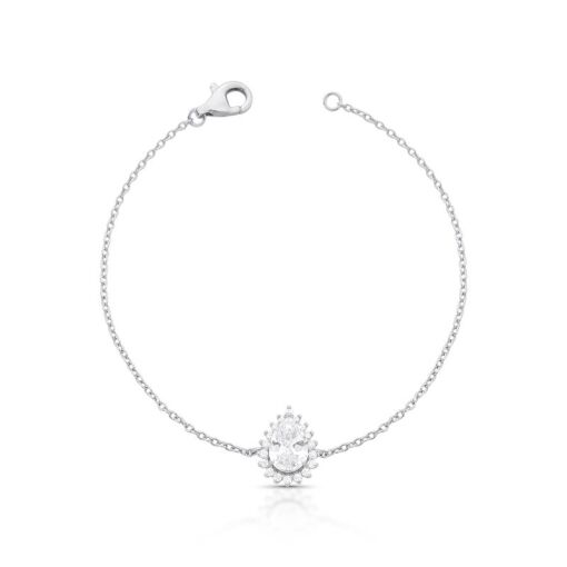 PULSEIRA COM CRISTAL DE GOTA E ZIRCÔNIAS PRATA RODINADA