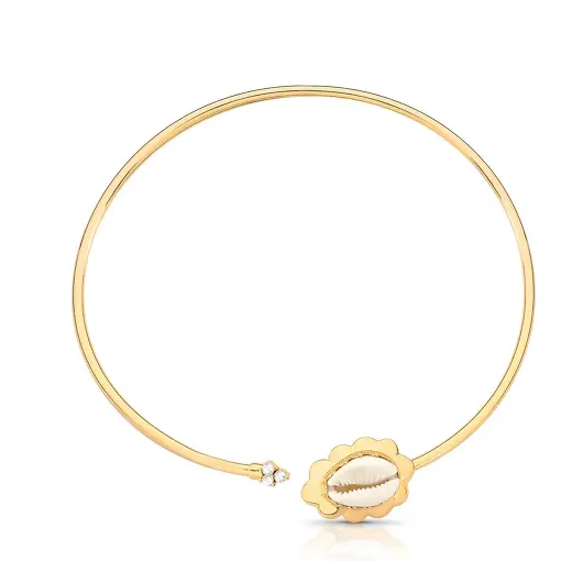 ARO DE BÚZIOS COM CRISTAIS REDONDOS E ABERTURA