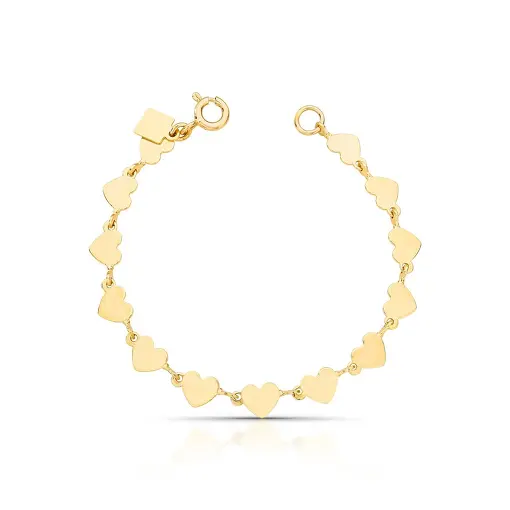 PULSEIRA KIDS COM PINGENTES DE CORAÇÕES LISOS