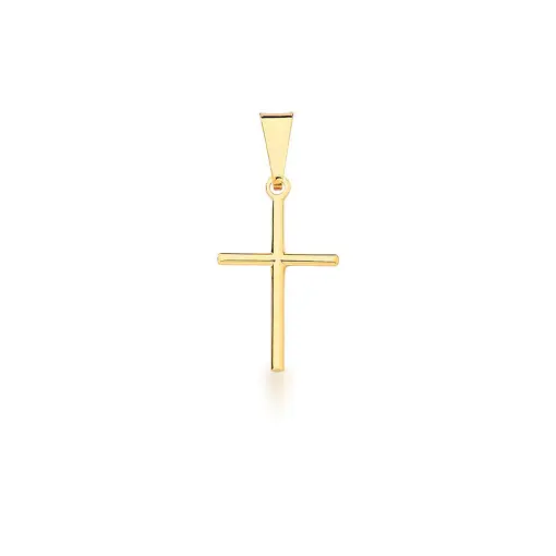 PINGENTE DE CRUZ LISA BANHADO A OURO