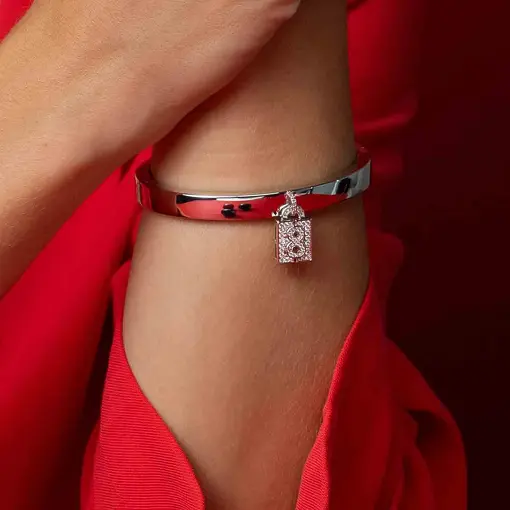 BRACELETE COM PINGENTE SÍMBOLO DO INFINITO BANHADO A RÓDIO