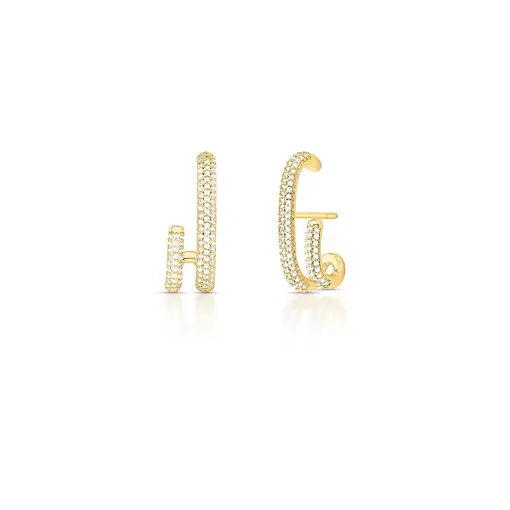 BRINCO EAR HOOK CURVO CRAVEJADO DE ZIRCÔNIAS