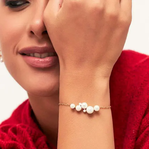 PULSEIRA REGULÁVEL CURVA COM  PÉROLAS SHELL