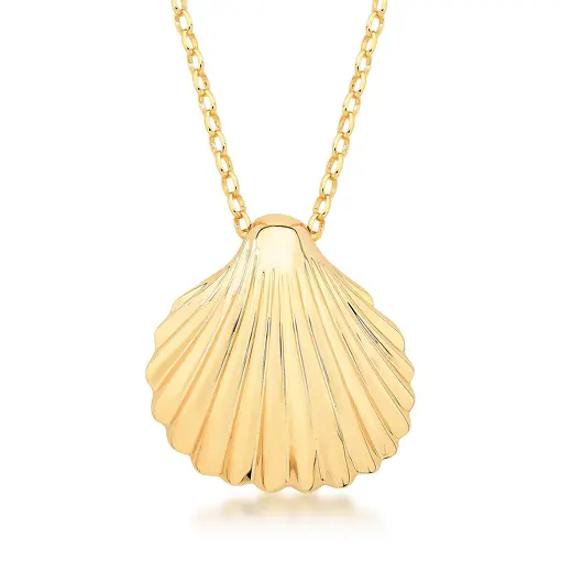 COLAR COM PINGENTE COM CONCHA LISA BANHADO A OURO