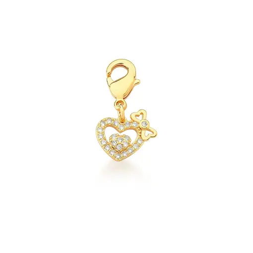 PINGENTE DE CORAÇÃO BRANCO COM FECHO BANHADO A OURO