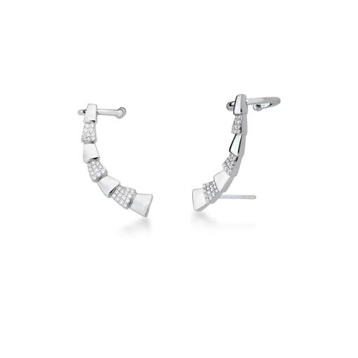 BRINCO EAR CUFF LISO E CRAVEJADO DE ZIRCÔNIAS BANHADO A RÓDIO