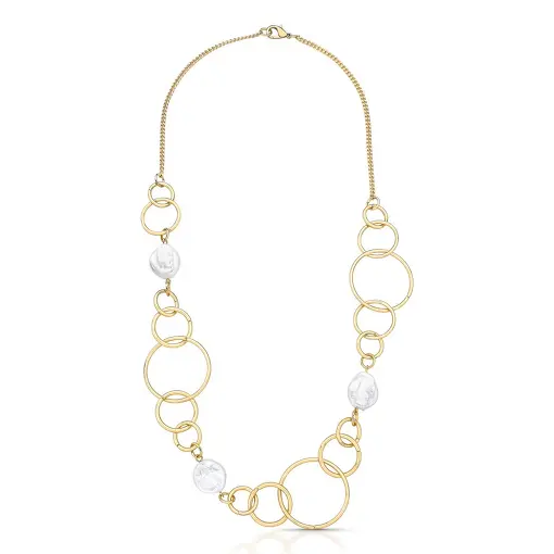 COLAR COM ELOS REDONDOS E PÉROLAS DE ÁGUA DOCE