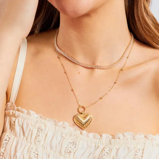 CHOKER COM ZIRCÔNIAS EM BAGUETE BRANCAS BANHADA A OURO