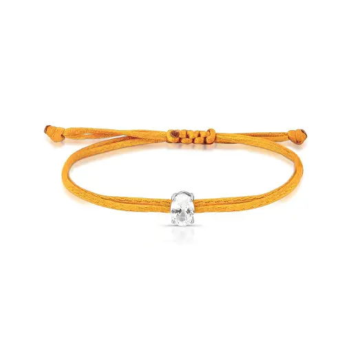 PULSEIRA REGULÁVEL DE FIO ENCERADO COM CRISTAL PRATA RODINADA