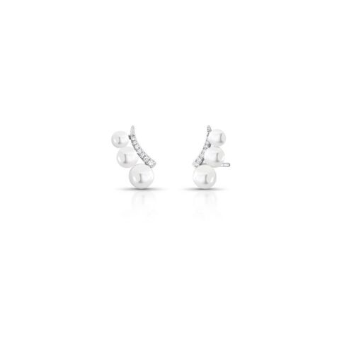BRINCO EAR CUFF COM TRÊS PÉROLAS SHELL EM  PRATA RODINADA
