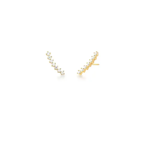 BRINCO EAR CUFF COM CRISTAIS E ZIRCÔNIAS BANHADO A OURO