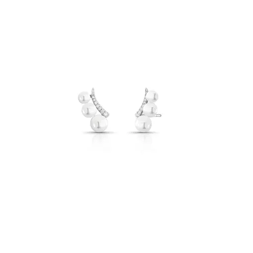 BRINCO EAR CUFF COM TRÊS PÉROLAS SHELL EM  PRATA RODINADA