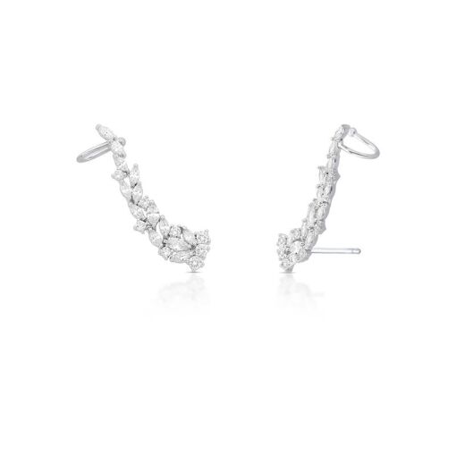 BRINCO EAR CUFF CURVO COM CRISTAIS NAVETES E REDONDOS