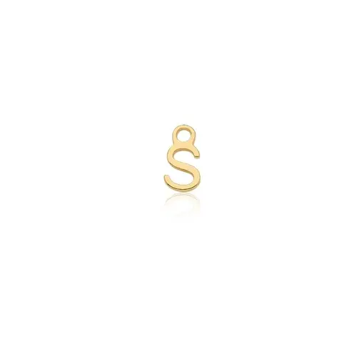 PINGENTE PARA BRINCO ARGOLA LETRA "S" LISO BANHADO A OURO