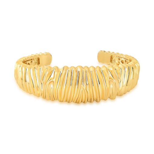 BRACELETE COM ABERTURA TEXTURIZADO LISO BANHADO A OURO