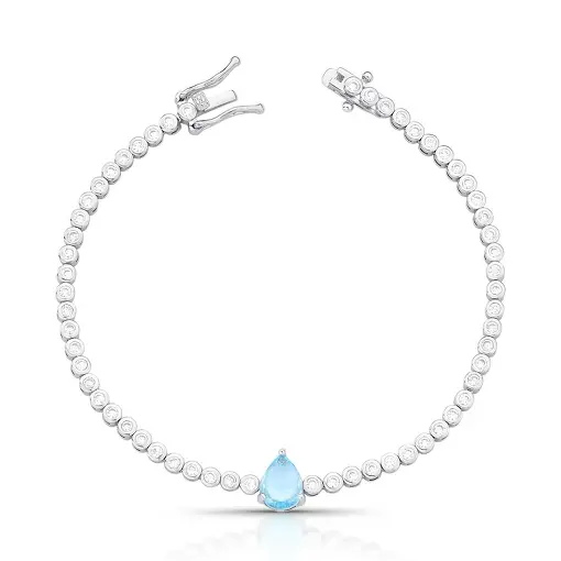 PULSEIRA COM PINGENTE DE GOTA E CRISTAIS REDONDOS