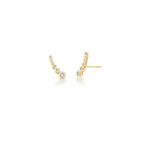 BRINCO EAR CUFF COM ZIRCÔNIAS LILÁS BANHADO A OURO