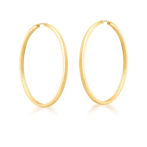 ARGOLA COM ARO QUADRADO LISO BANHADA A OURO