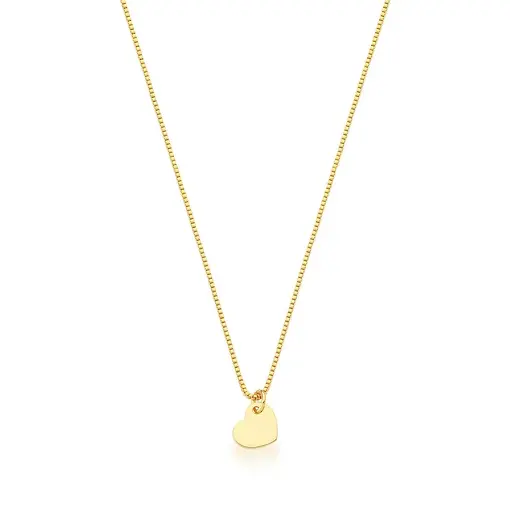 CORRENTE KIDS COM PINGENTE DE CORAÇÃO LISO BANHADA A OURO