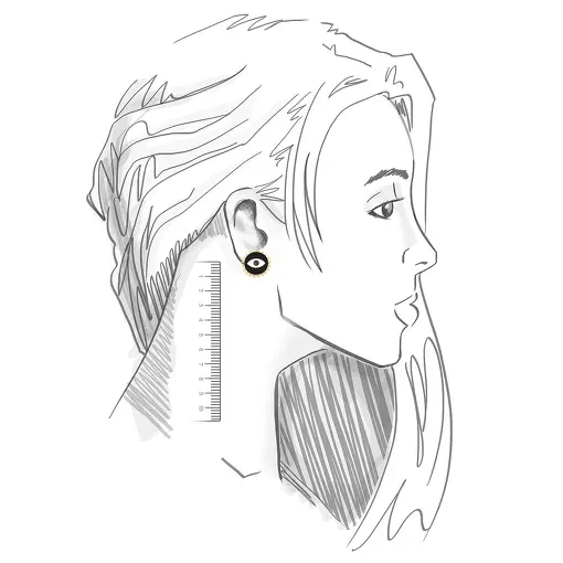 BRINCO REDONDO COM OLHO GREGO ESMALTADO PRETO BANHADO A OURO