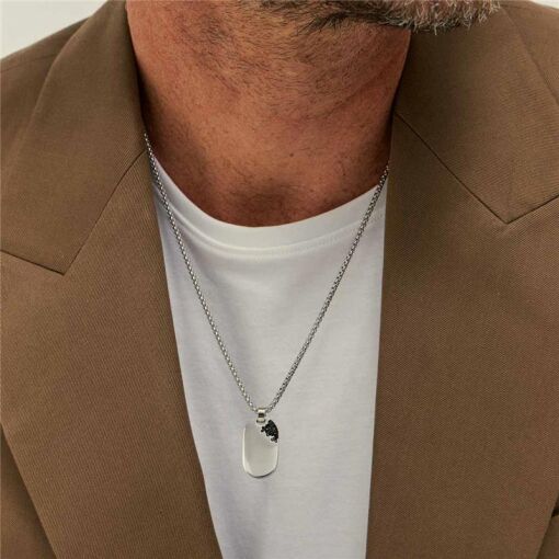 COLAR COM PINGENTE OVAL E ZIRCÔNIAS EM AÇO
