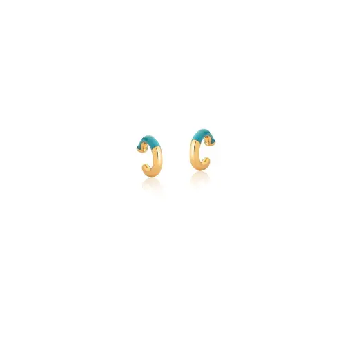 PIERCING DE ORELHA ESMALTADO NA COR AZUL BANHADO A OURO