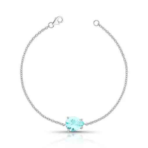 PULSEIRA COM CRISTAL DE GOTA PRATA RODINADA