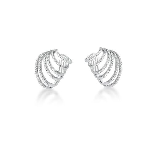 PIERCING DE ORELHA EAR HOOK SEIS FILEIRAS BANHADO A RÓDIO