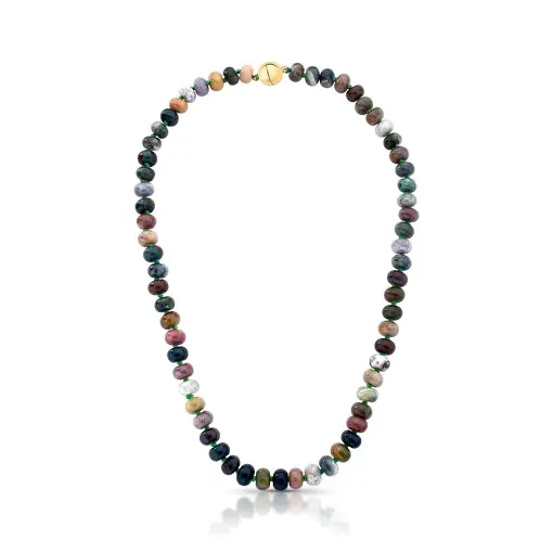 COLAR COM PEDRAS NATURAIS REDONDAS E FECHO ÍMÃ