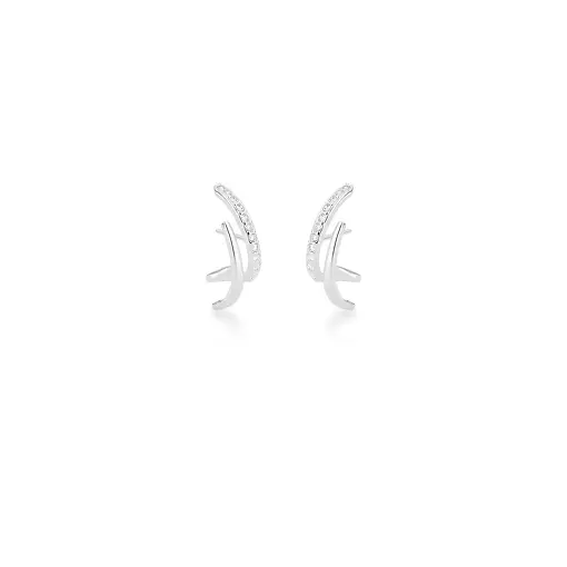 BRINCO EAR HOOK LISO E CRAVEJADO PRATA LISA