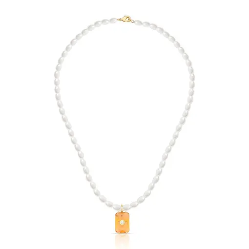 COLAR COM PÉROLAS SHELL E PINGENTE DE CRISTAL