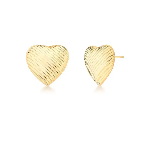 BRINCO DE CORAÇÃO TEXTURIZADO BANHADO A OURO