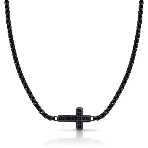 COLAR COM PINGENTE DE CRUZ COM ZIRCÔNIAS EM AÇO