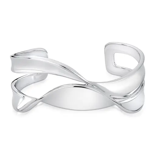 BRACELETE CURVO TRANÇADO E VAZADO COM ABERTURA