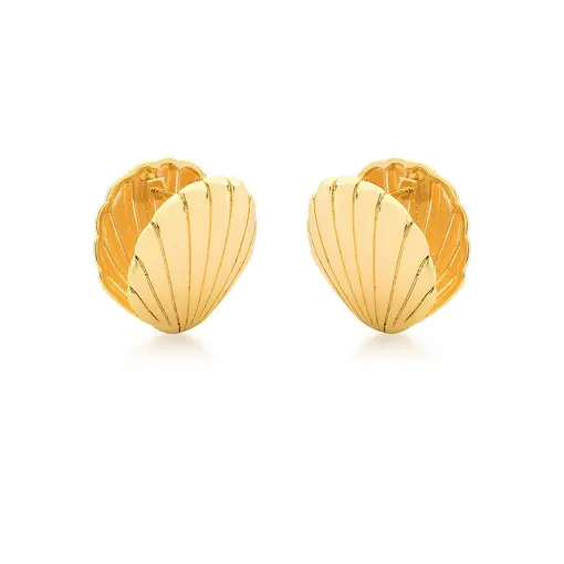 ARGOLA DE CONCHA LISA BANHADA A OURO