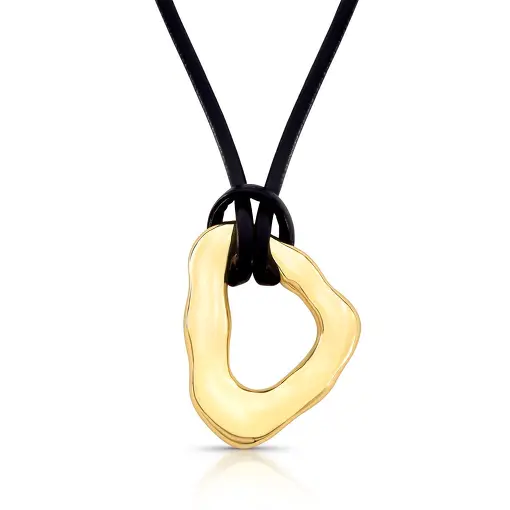COLAR REGULÁVEL EM COURINO COM PINGENTE LISO E VAZADO