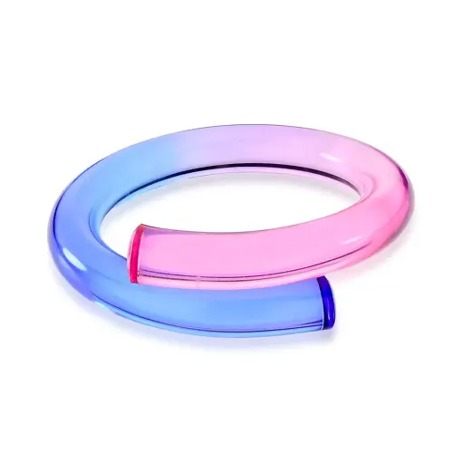 BRACELETE DUAS VOLTAS EM ACRÍLICO NAS CORES ROSA E AZUL