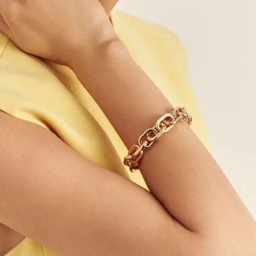 PULSEIRA REGULÁVEL COM ELOS OVAIS LISOS INTERCALADOS