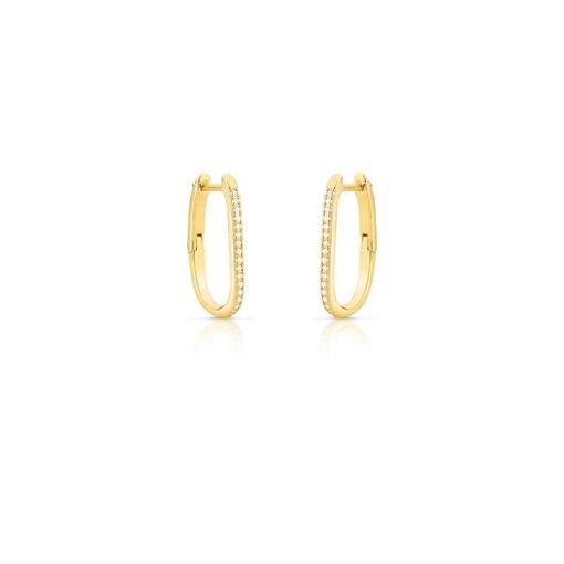 ARGOLA OVAL UMA FILEIRA COM ZIRCÔNIAS BRANCAS BANHADA A OURO