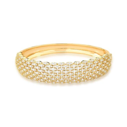 BRACELETE COM ZIRCÔNIAS EM NAVETES BRANCAS BANHADA A OURO