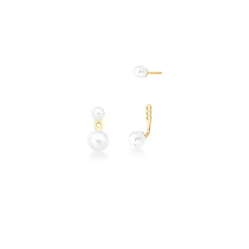 BRINCO EAR JACKET DE PÉROLAS SHELL BANHADO A OURO