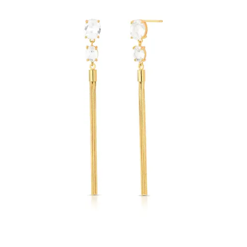 BRINCO PÊNDULO COM CRISTAIS OVAIS